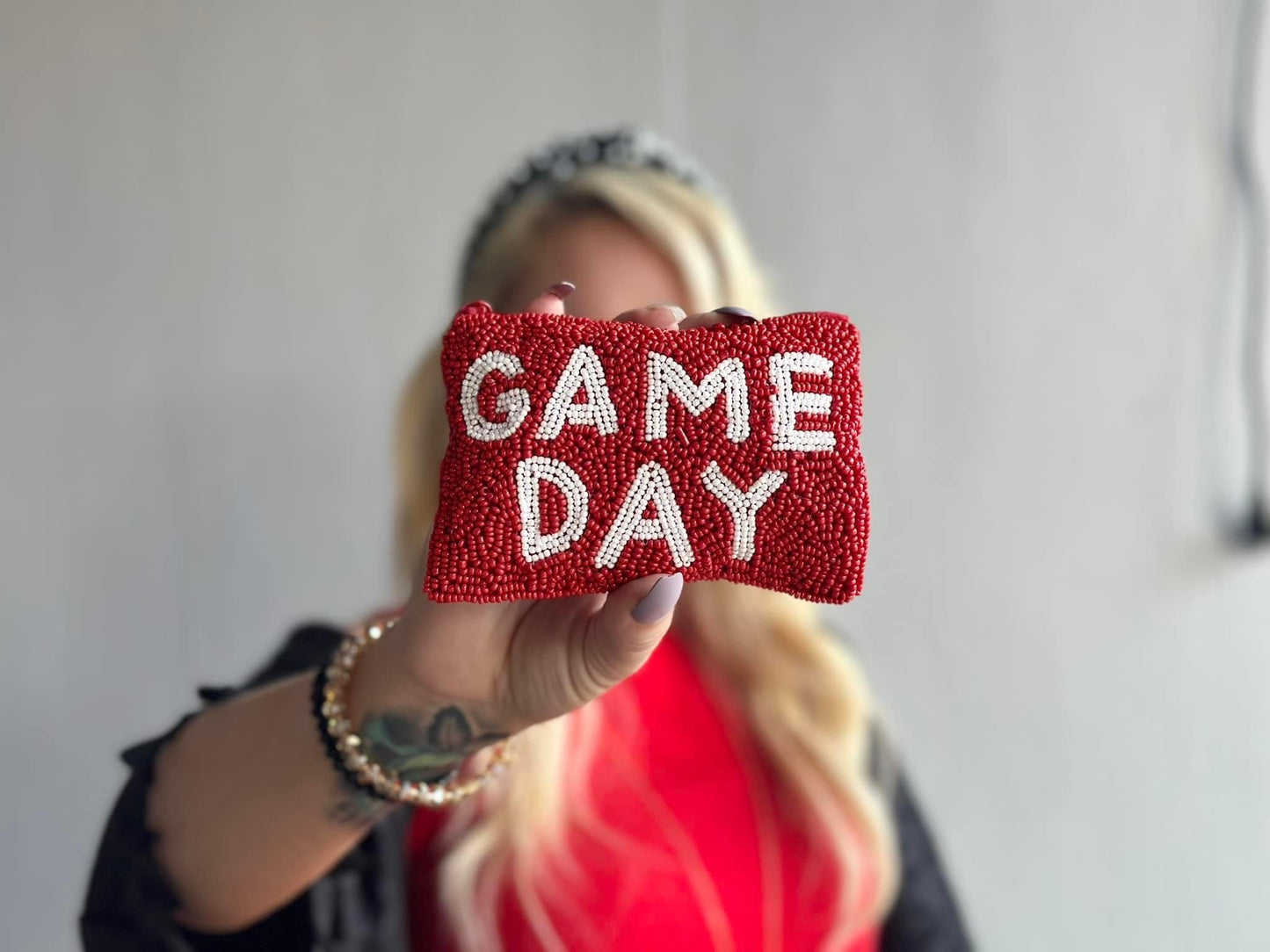 GAME DAY beaded coin purse