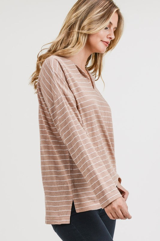 Simply Taupe Striped Top