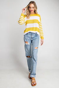 Mustard Striped Knit Sweater
