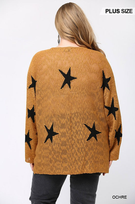 PLUS Star Pattern Sweater