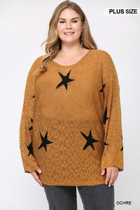 PLUS Star Pattern Sweater