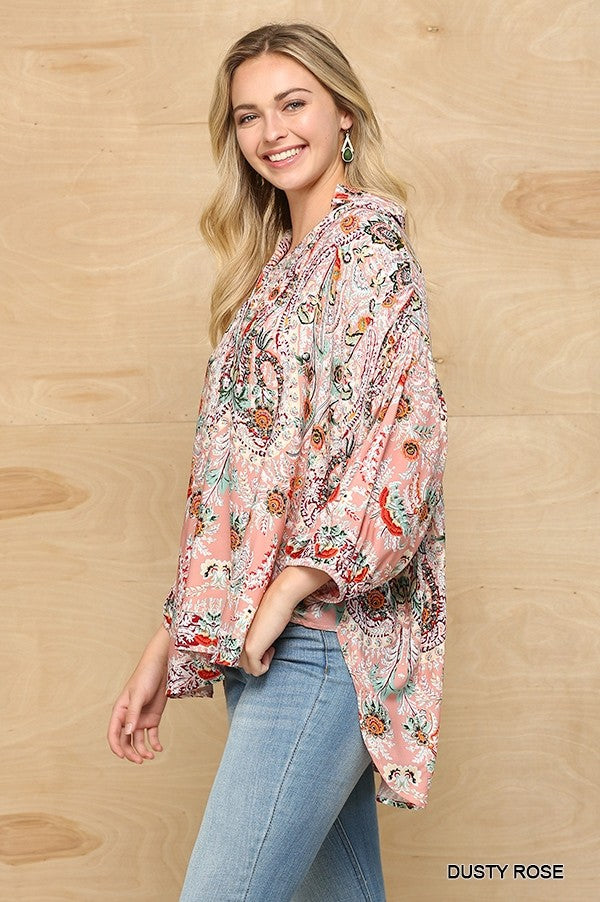 Paisley Placement Print Loose Top
