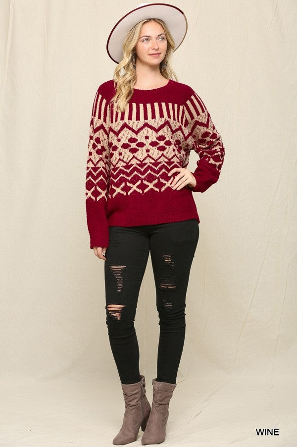 Fair Isle Knitted Sweater Top